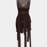 Vilma - Vestido corto de punto semitransparente con lazo