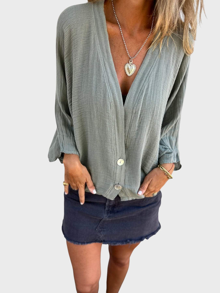 Kristy - Camisa Casual de Algodón y Lino