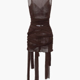 Vilma - Vestido corto de punto semitransparente con lazo