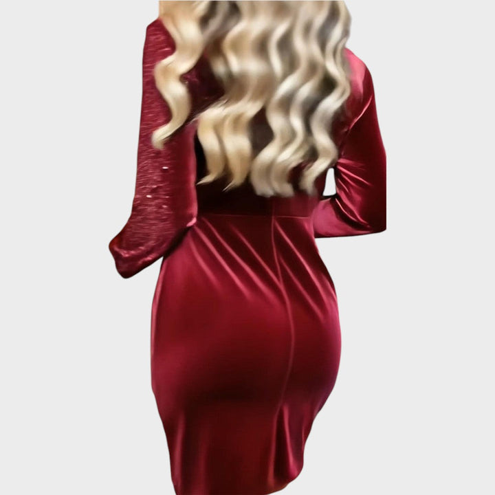 Brisa - Vestido de Noche con Brillos y Efecto Drapé