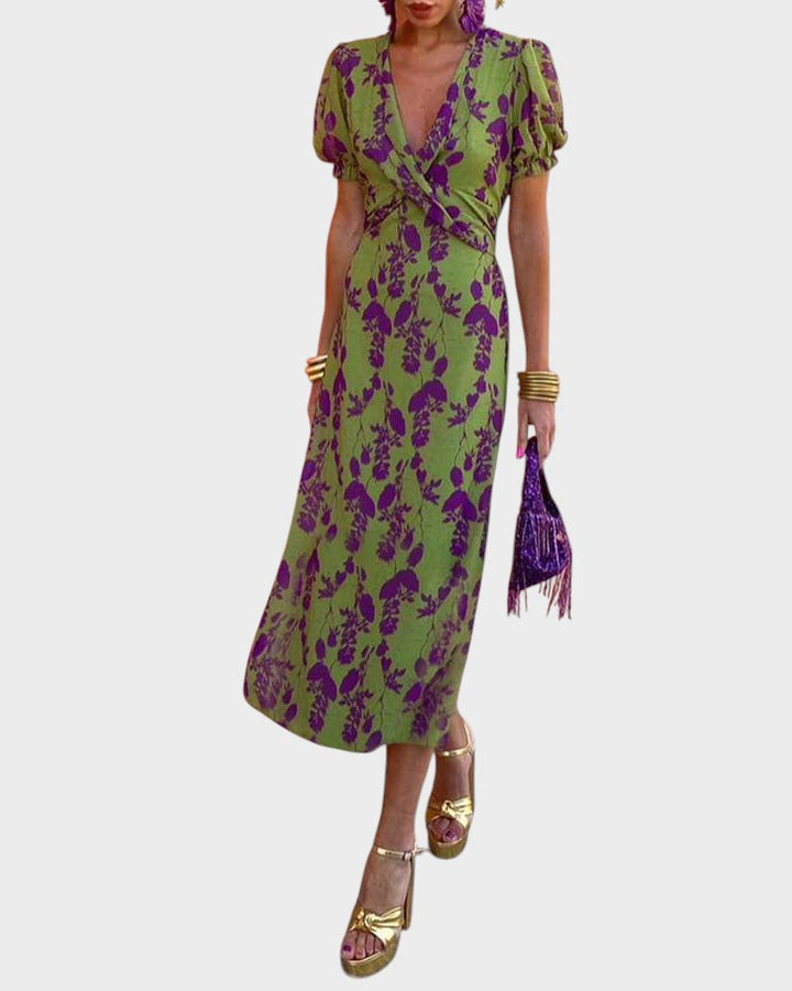 Amélie - Vestido femenino boho plisado con diseño floral