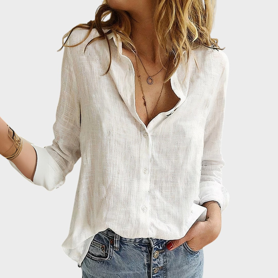 Julia - Blusa Artesanal de Lino Natural