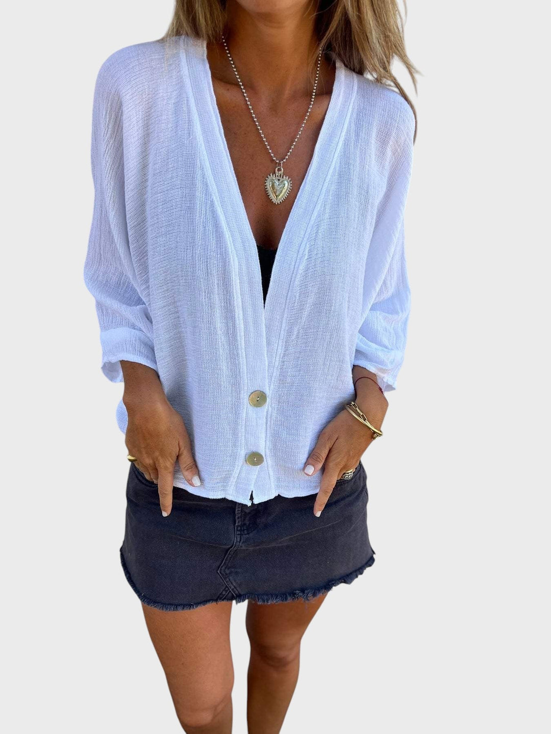 Kristy - Camisa Casual de Algodón y Lino