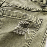 Glorie – Pantalones Amplios con Acabado Desgastado