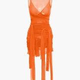 Vilma - Vestido corto de punto semitransparente con lazo