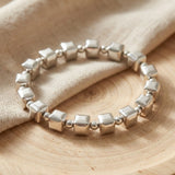 Pulsera Vintage de Cuentas Cubicas en Plata