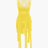 Vilma - Vestido corto de punto semitransparente con lazo