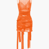 Vilma - Vestido corto de punto semitransparente con lazo