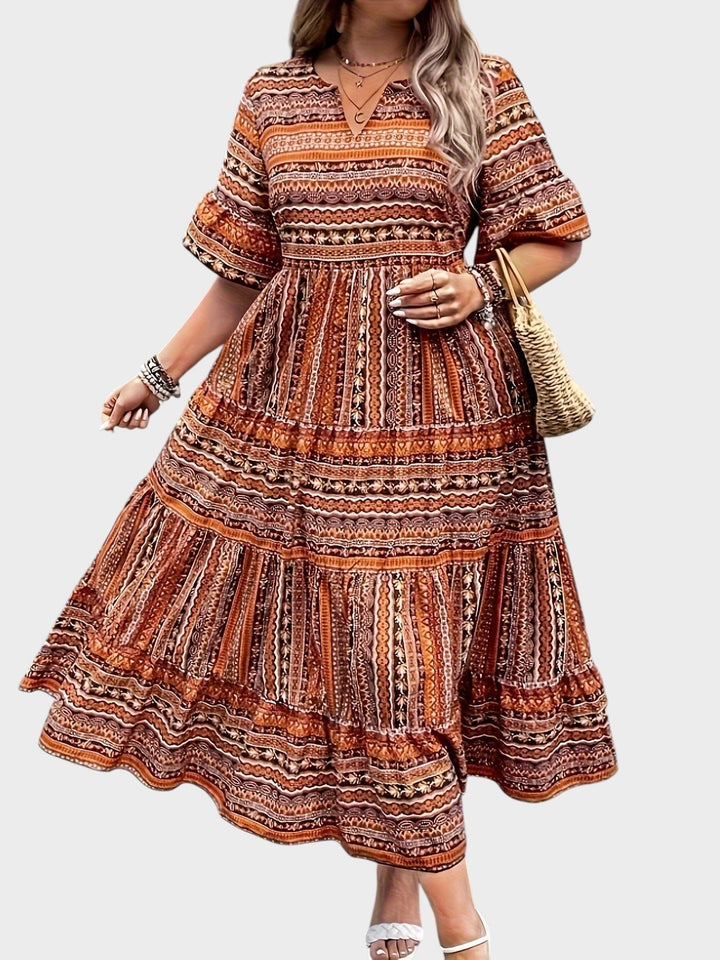 Mara – Vestido Maxi Étnico con Estilo Boho