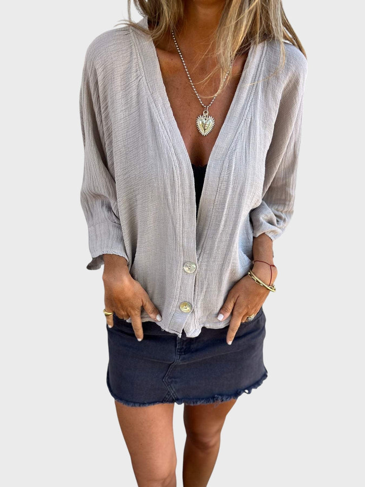 Kristy - Camisa Casual de Algodón y Lino