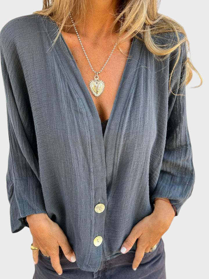 Kristy - Camisa Casual de Algodón y Lino