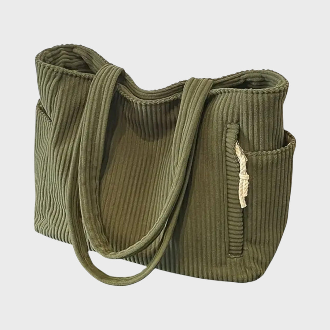 Olívie – Elegante bolsa de terciopelo con bolsillos exteriores