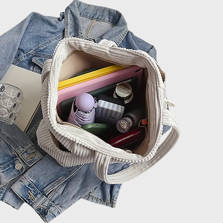 Olívie – Elegante bolsa de terciopelo con bolsillos exteriores