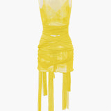 Vilma - Vestido corto de punto semitransparente con lazo