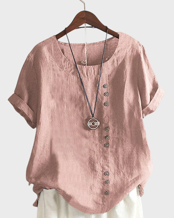 Bia - Camiseta Básica de Manga Corta con Escote Redondo