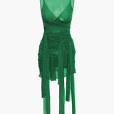 Vilma - Vestido corto de punto semitransparente con lazo