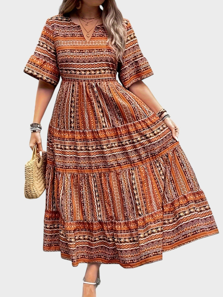 Mara – Vestido Maxi Étnico con Estilo Boho