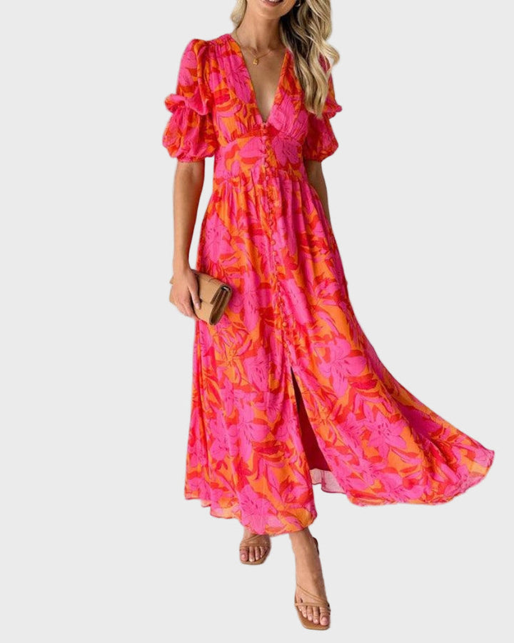 Klára - Elegante vestido largo con escote en V