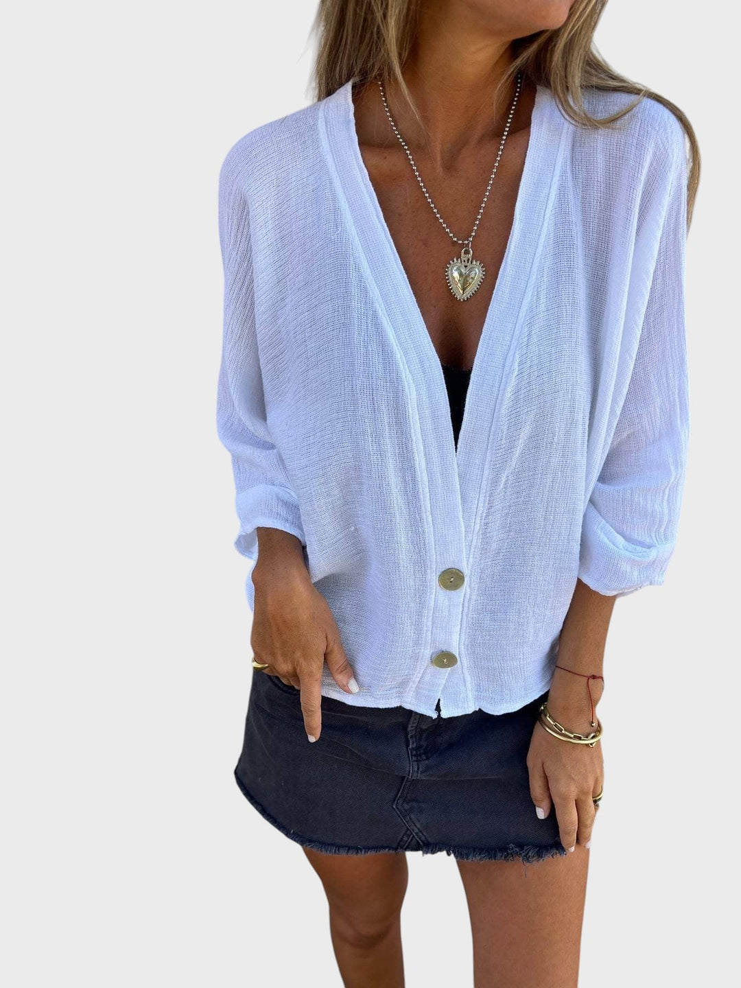 Kristy - Camisa Casual de Algodón y Lino