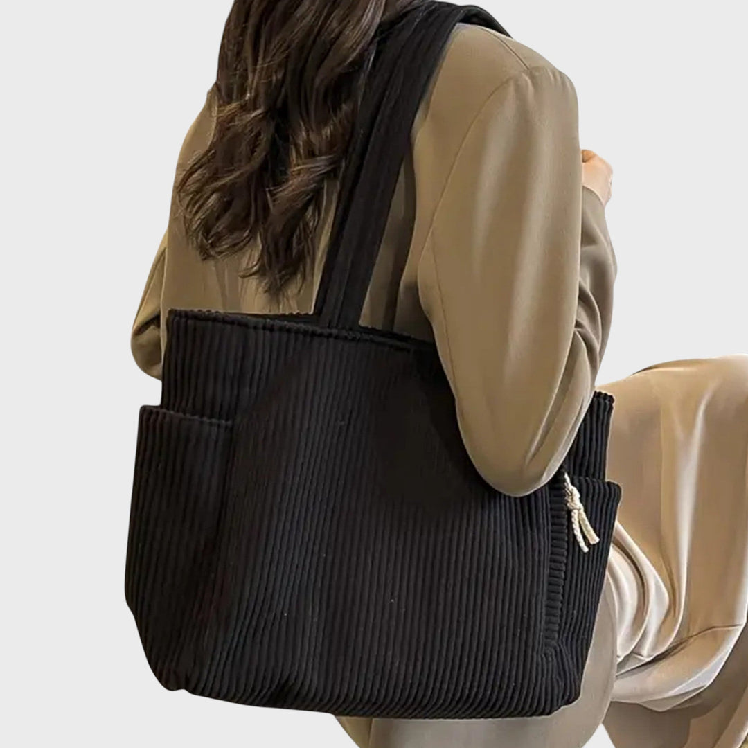 Olívie – Elegante bolsa de terciopelo con bolsillos exteriores