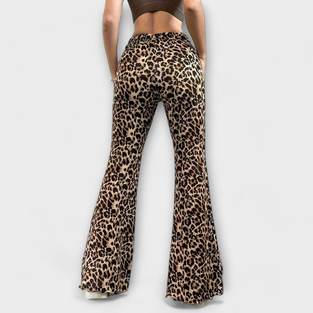 Beáta – Pantalones Bootcut con Estampado de Leopardo