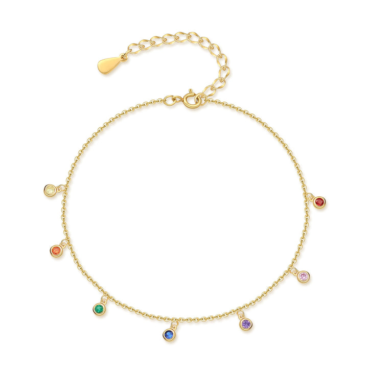 Pulsera de Tobillo 'Brillantes Pequeños' - Oro y Plata