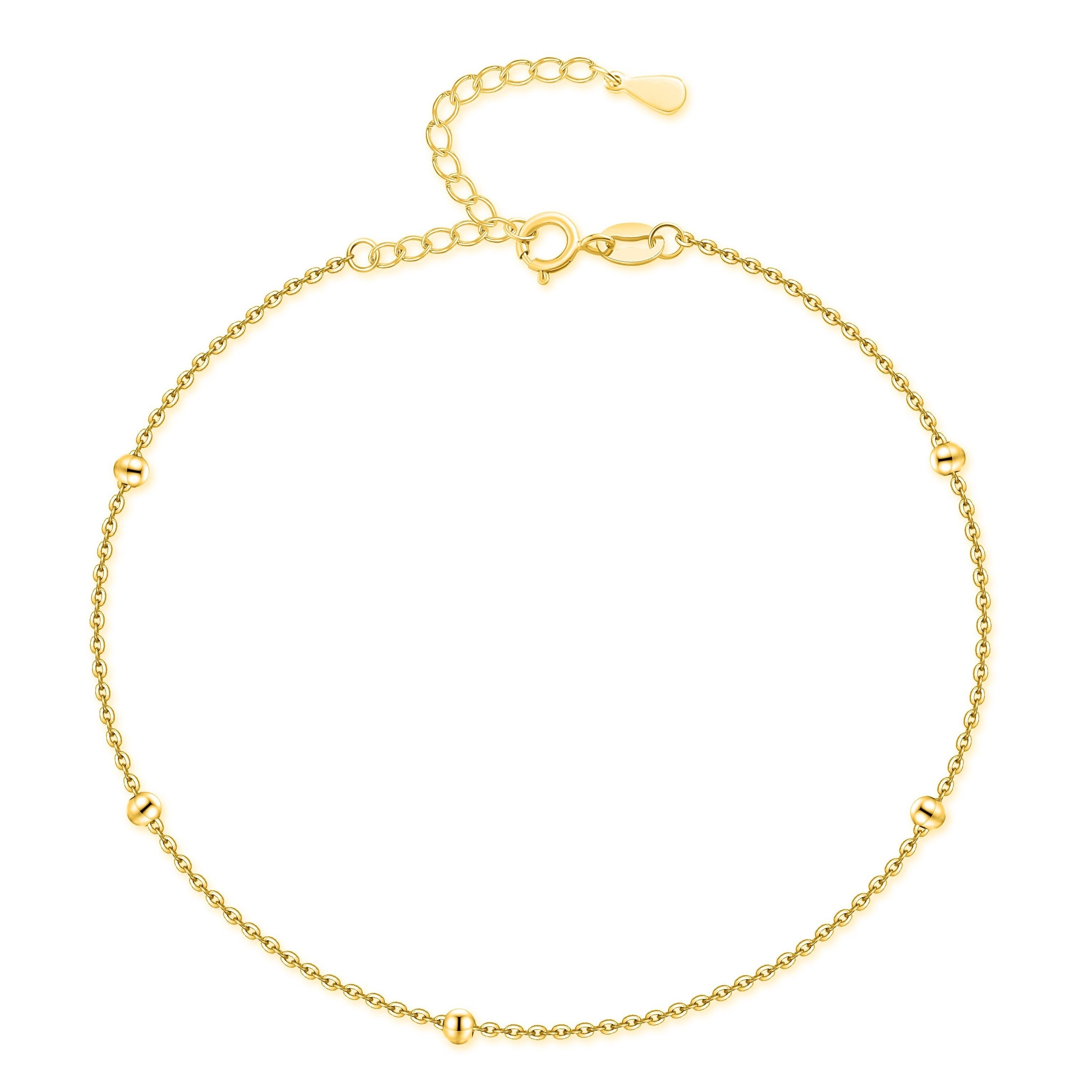 Pulsera de Tobillo 'Bolas Pequeñas' - Plata y Oro