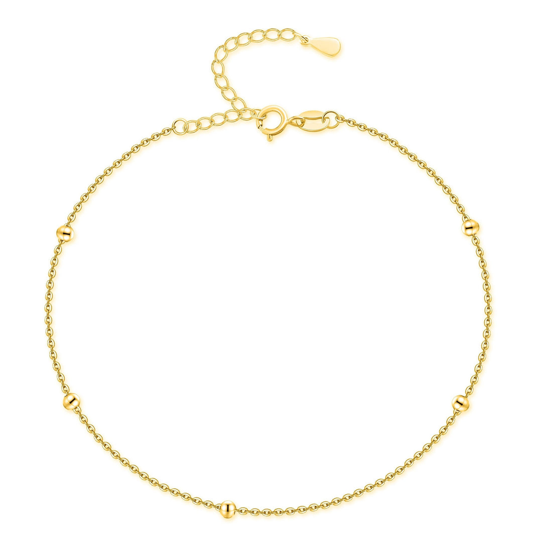 Pulsera de Tobillo 'Bolas Pequeñas' - Plata y Oro