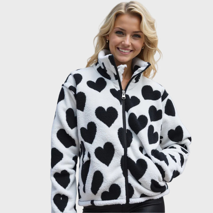 Vlasta - Abrigo Reversible con Diseño de Corazones