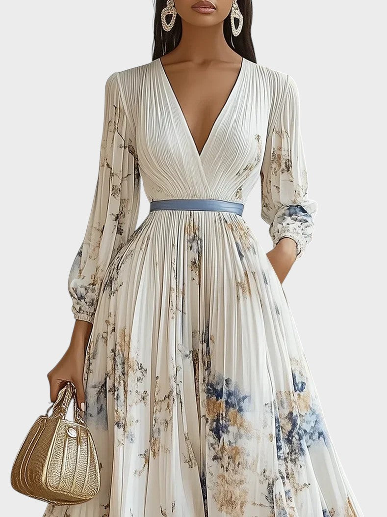 Madalena – Elegante vestido maxi con escote en V