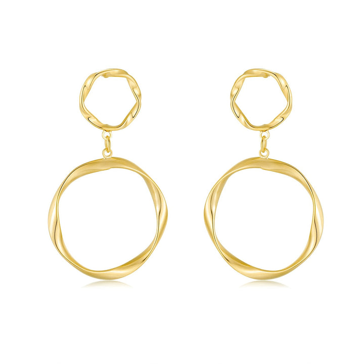 Aretes 'Círculos Suspendidos' - Plata y Oro