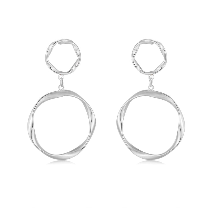 Aretes 'Círculos Suspendidos' - Plata y Oro