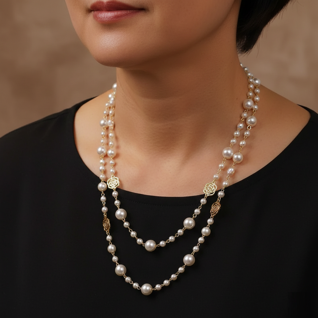 Collar de Oro Elegante con Perla