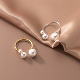 Anillo Triple Ajustable con Perlas de Agua Dulce