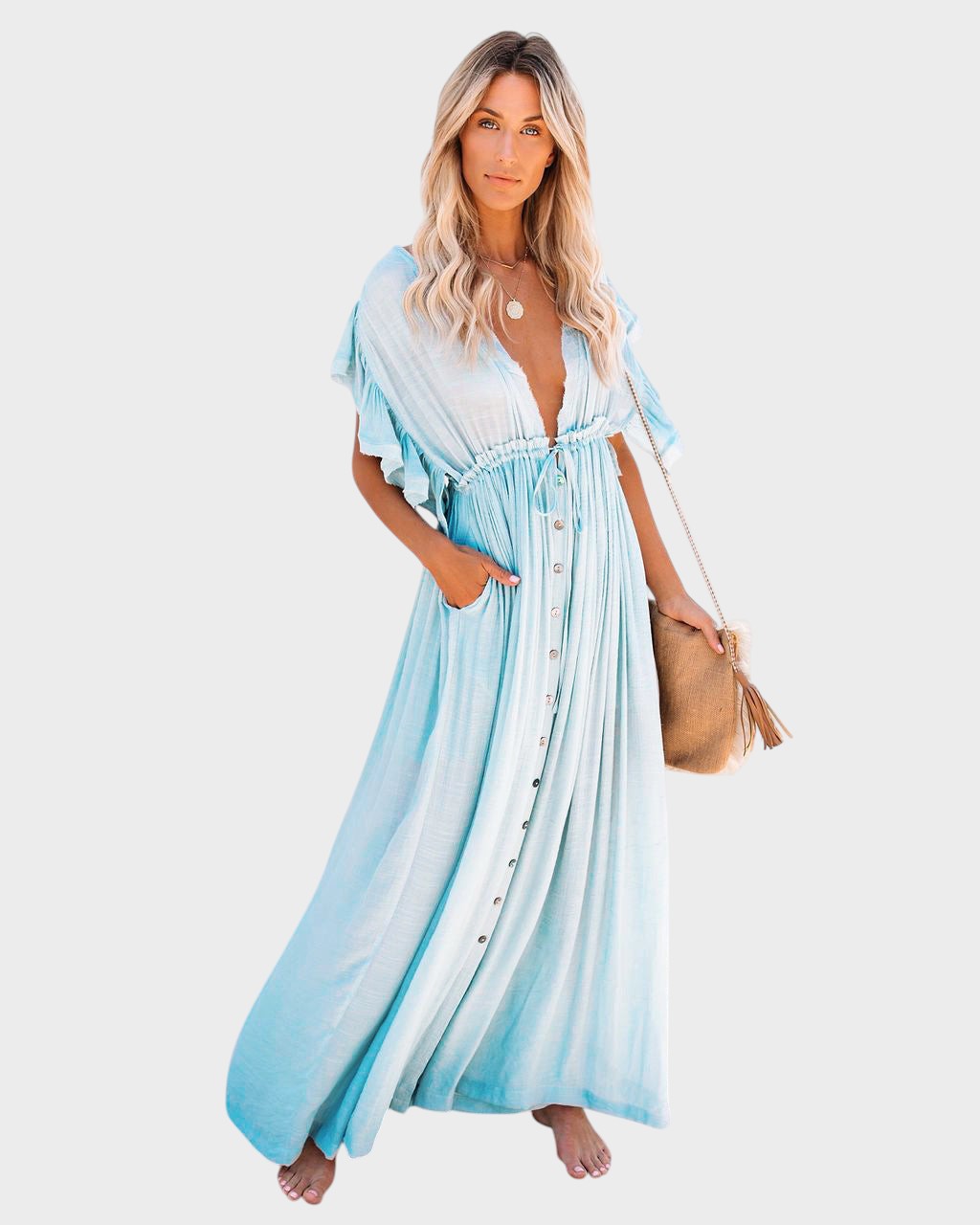 Audra - Vestido Boho Kimono con Escote en V