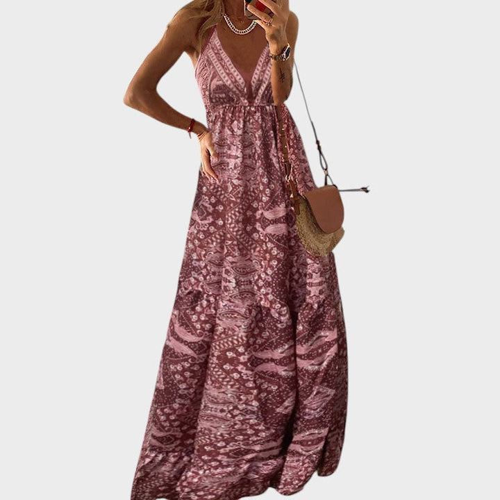 Fernanda – Vestido maxi boho con tirantes regulables