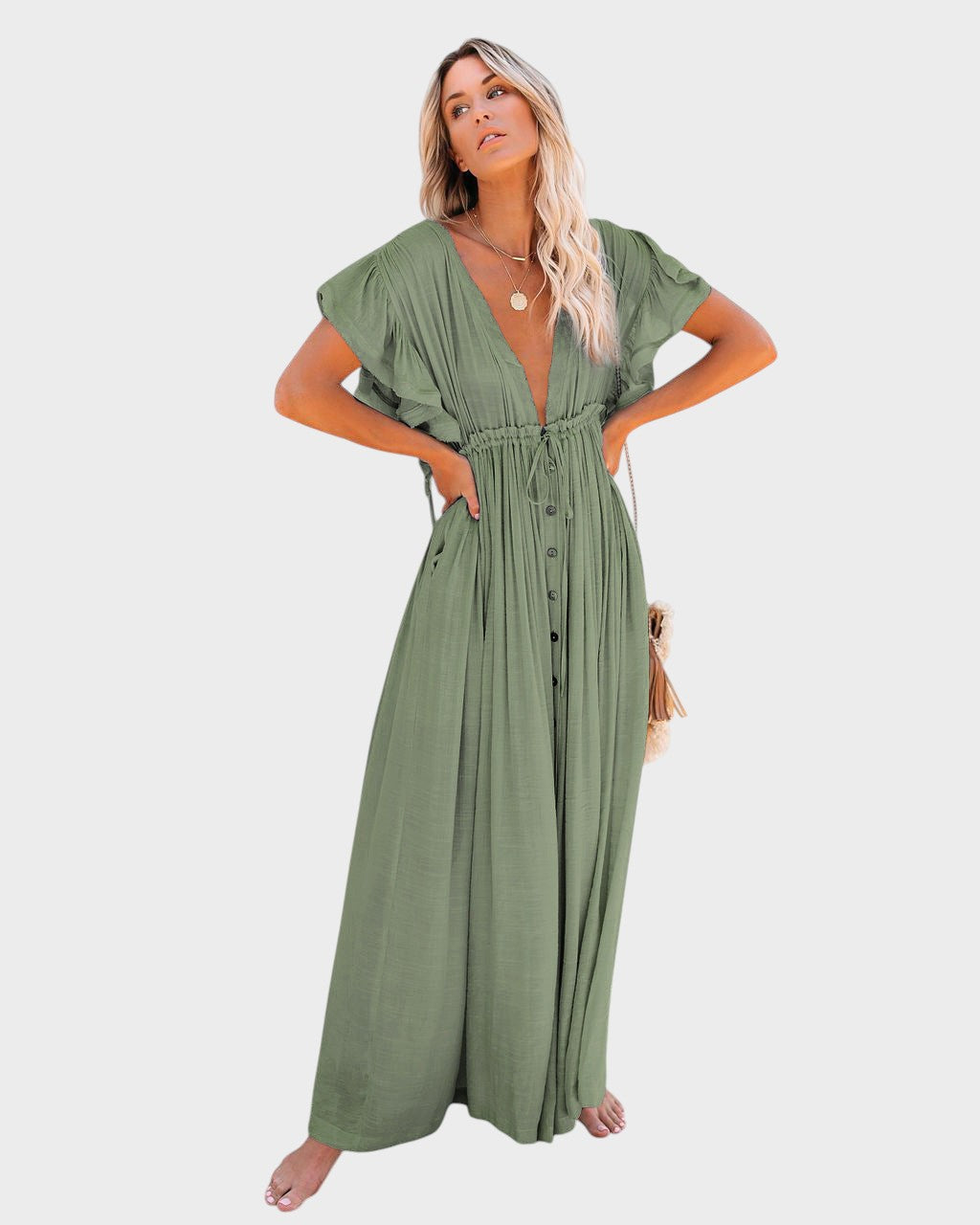 Audra - Vestido Boho Kimono con Escote en V