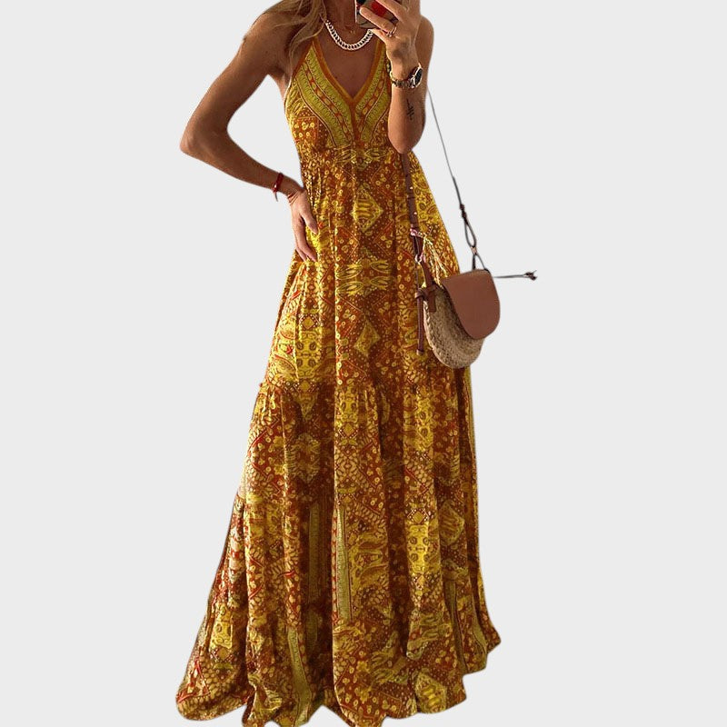 Fernanda – Vestido maxi boho con tirantes regulables