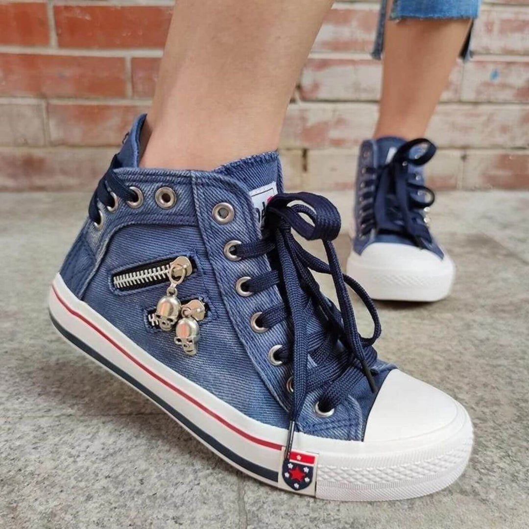 Hana - Botas de denim altas para mujer