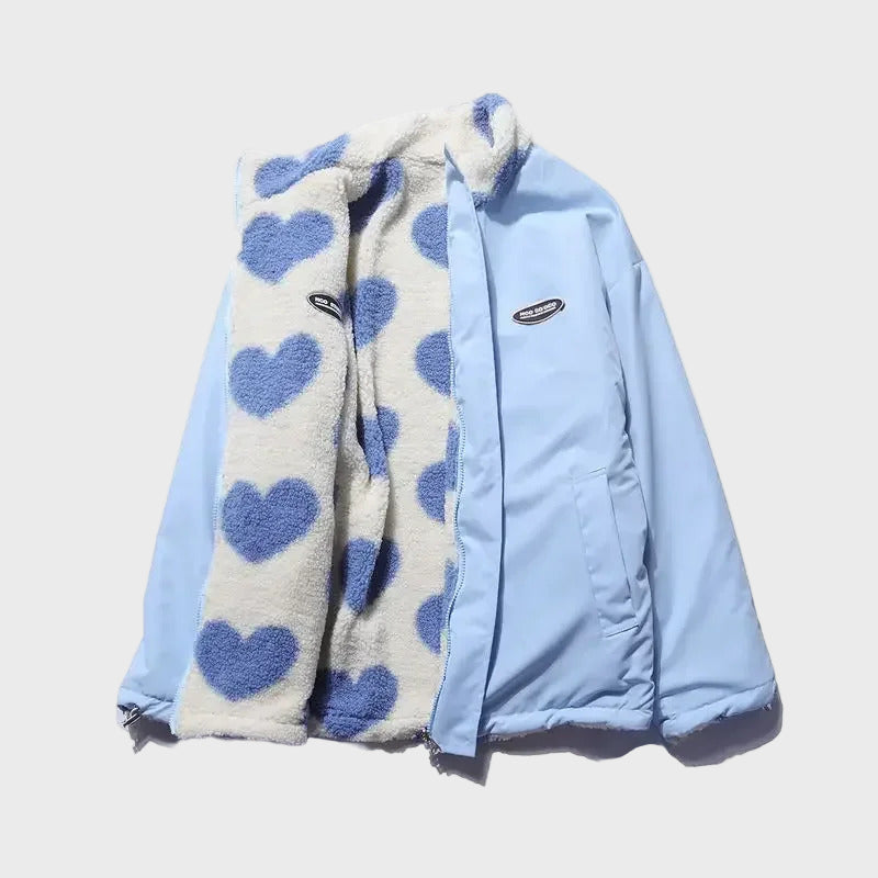 Vlasta - Abrigo Reversible con Diseño de Corazones