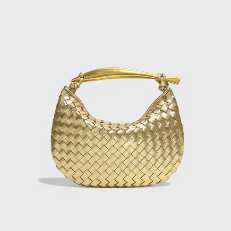 Bolso Tejido Gerda con Asa Dorada