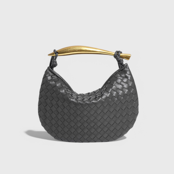 Bolso Tejido Gerda con Asa Dorada