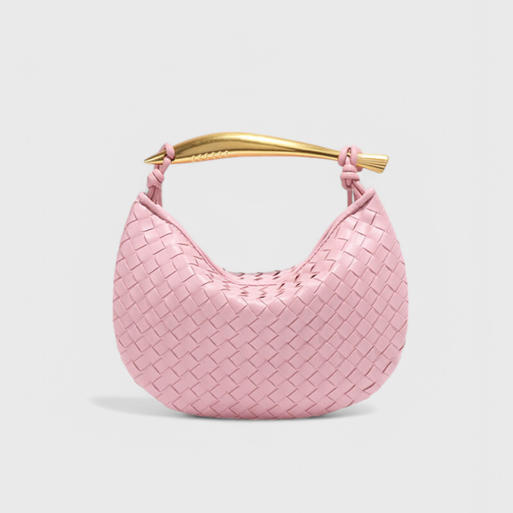 Bolso Tejido Gerda con Asa Dorada