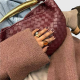 Bolso Tejido Gerda con Asa Dorada