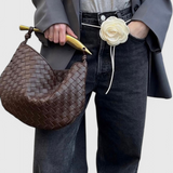 Bolso Tejido Gerda con Asa Dorada