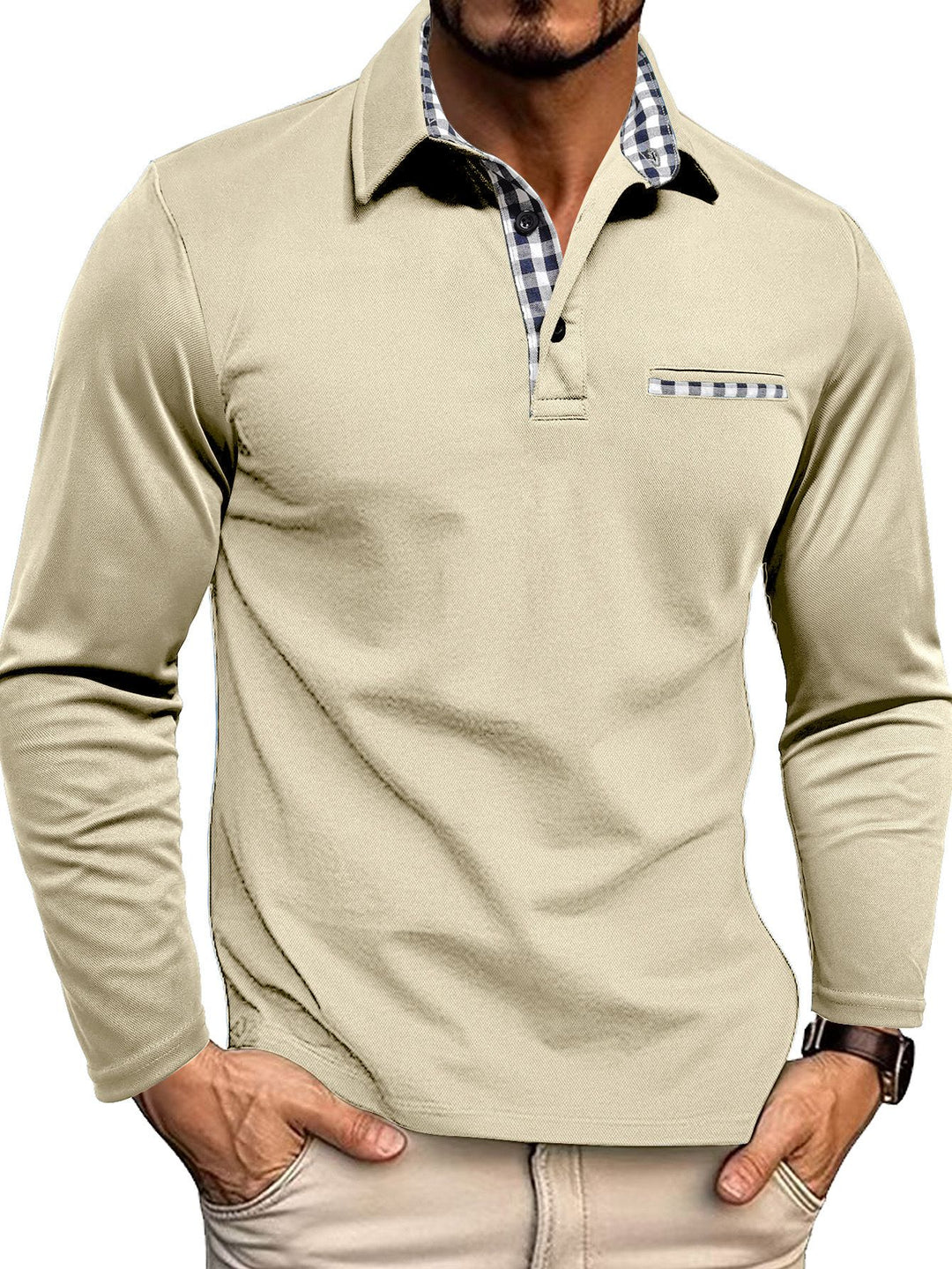 Vít – Camiseta polo contemporánea para hombres con diseño a cuadros