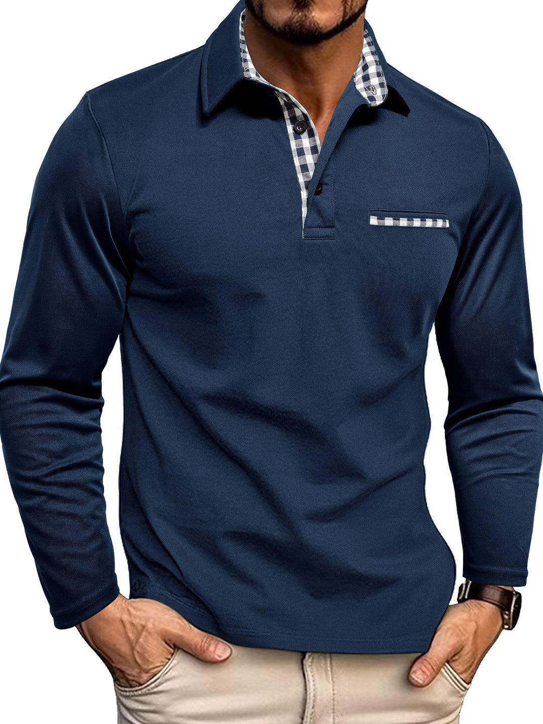 Vít – Camiseta polo contemporánea para hombres con diseño a cuadros