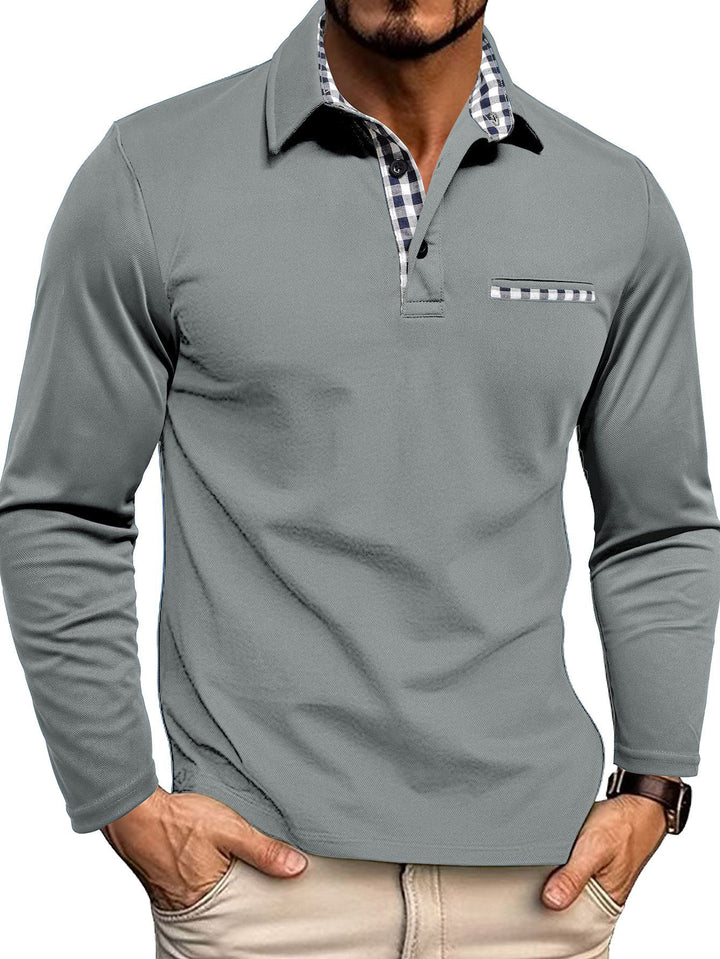 Vít – Camiseta polo masculina moderna con detalles a cuadros