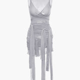 Vilma - Vestido corto de punto semitransparente con lazo