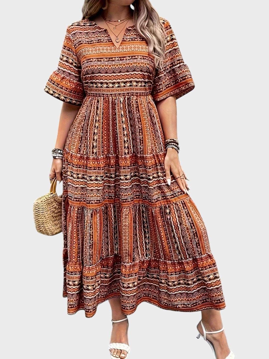 Mara – Vestido Maxi Étnico con Estilo Boho